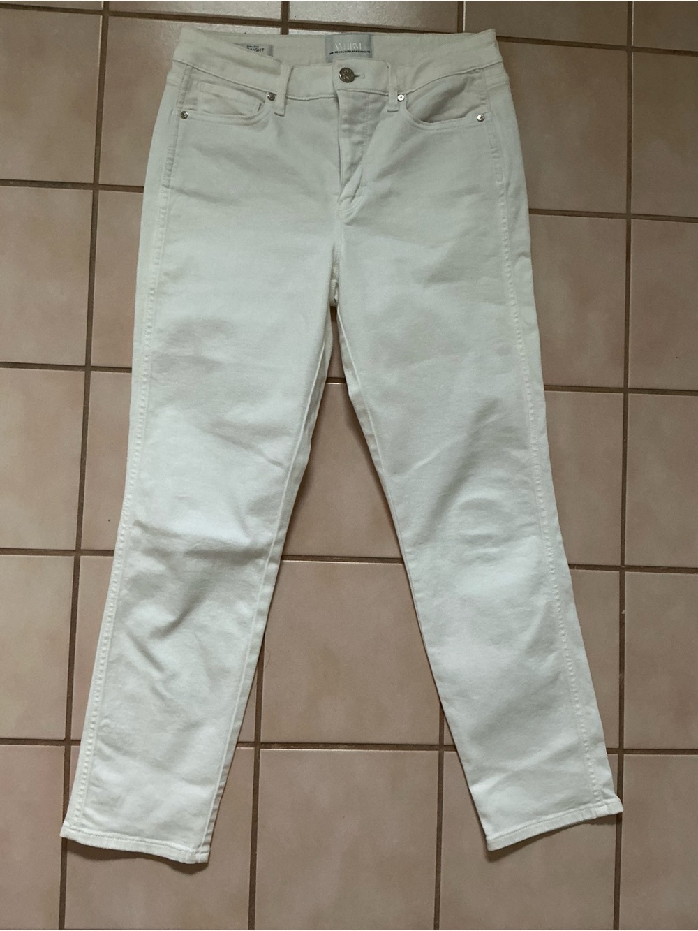 White House Black Market High Rise Straight Leg Jeans White Sz 4